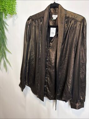 J. Crew Metallic Black Blouse